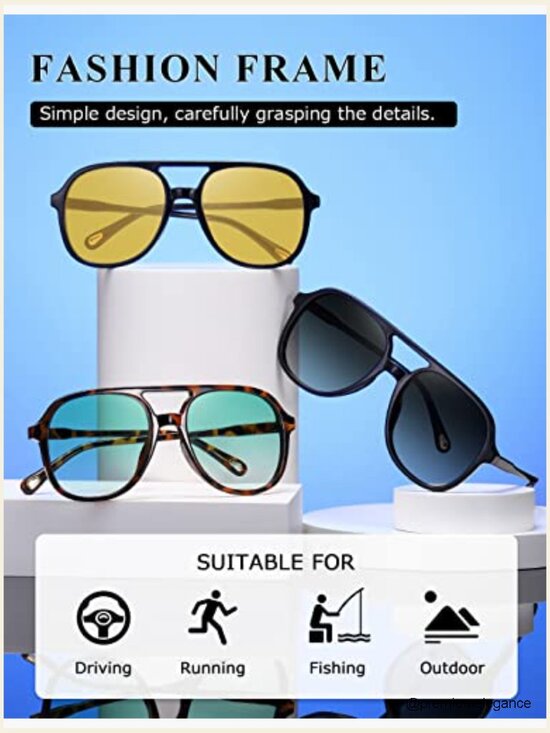 Retro Square Aviator Vintage Double Bridge Sunglasses main image 7